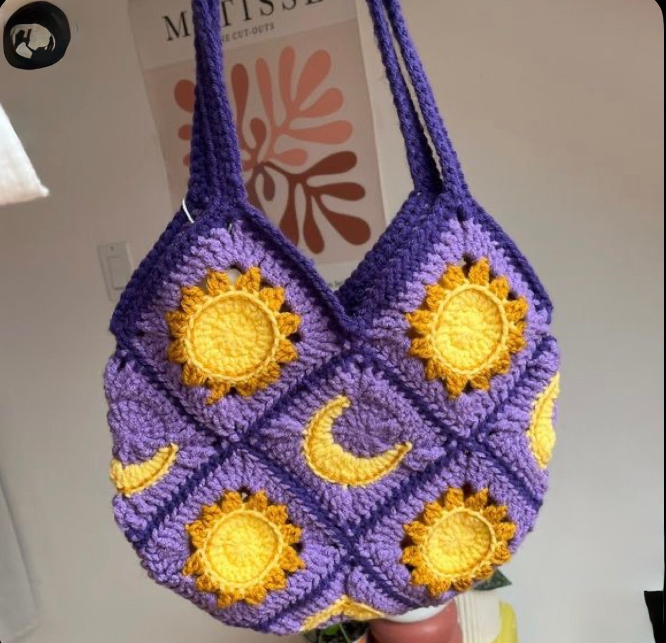 🌙 Sun & Moon Granny Square Tote Bag